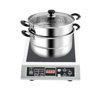 Plaque De Cuisson à Induction 3500w, Professional Plaque à Induction avec Bobine En Cuivre & Led, Minuterie 10h, 10 Niveaux, BoîTier En Acier Inoxydable, Capacité 75KG, pour Rôtir Cuire