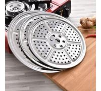 Plaque de cuisson à la vapeur en acier inoxydable adaptée aux grandes chaudières et autocuiseurs avec compartiment pour une cuisine organisée (18 cm (trou fin)