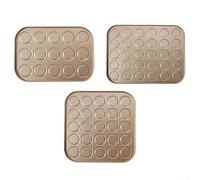 Plaque de cuisson à macarons en acier au carbone avec encoches circulaires, plaque de four antiadhésive pour biscuits, pâtisseries, gâteaux, tapis de cuisson réutilisable, café, 26,5 x 17,5 cm (30