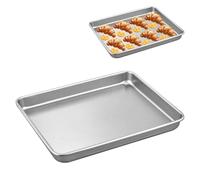 Plaque de Cuisson Acier Inoxydable, 34.8x24.8x2.5 cm Plateau de Cuisson Rectangulaire, Plaque à Biscuits Facile à Nettoyer, Résistante Aux Hautes Températures, Ustensiles de Cuisson pour Biscuits