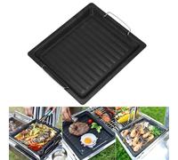 Plaque de cuisson anti-adhésive pour barbecue, en fonte, pour l'extérieur, le camping, les voyages, 25 x 30 cm, noire