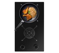 Cecotec Plaque de Cuisson à Gaz Bolero Squad G 2400S Nano Glass avec 2 Foyers, 5,2 Kw, Grilles en Fonte, Foyer à Triple Anneau, Allumage Électronique, Système de Sécurité des Valves, Conversion au Gaz