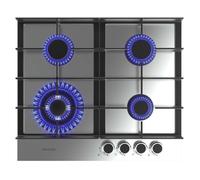 Cecotec Plaque de Cuisson à Gaz Bolero Squad G 4400F Inox avec 4 Foyers, 8 Kw, Grilles en Fonte, Foyer à Triple Anneau, Allumage Électronique, Système de Sécurité des Valves, Conversion au Gaz Butane