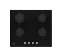 plaque de cuisson au gaz 4 foyers avec allumage intégré, équipée d'un dispositif anti-flamme, noir (HILG64220S)