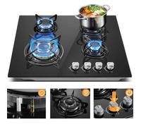 Plaque de cuisson au gaz - Sécurité Thermocouple - Plaque Gaz Encastrable - Gaz Naturel/Propane - 4 foyers