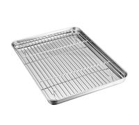 Plaque De Cuisson Avec Grille De Refroidissement Amovible, Plaque De Cuisson En Acier Inoxydable Non Toxique, Utilisée For Le Four, Le Barbecue, Passe Au Lave-vaisselle(S 23x17CM)