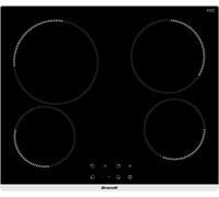 Table de cuisson vitrocéramique 60cm 4 feux 6300w noir Brandt BPV1641B noir G