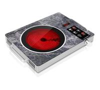 Plaque de Cuisson Électrique 1 Feu 3500W, Plaque Vitrocéramique Portable à Infrarouge avec Verre Marbré,Plaque Électrique de Table