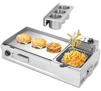 Plaque de cuisson électrique de comptoir et friteuse combinées le petit-déjeuner, les steaks et plus encore (L)