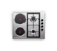 Klarstein Plaque mixte MultiChef 4 – 4 zones, 2 gaz / 2 électriques, Inox