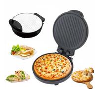 Plaque de cuisson électrique, four à pizza d'intérieur 1200 W, revêtement antiadhésif, double résistance, ouverture à 180°, capacité de 26 cm pour pizzas, pain arabe et quesadillas.