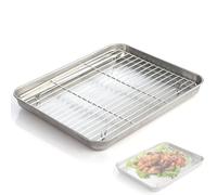 Plaque de cuisson en acier inoxydable avec bac d'égouttement et grille de refroidissement, facile à nettoyer, passe au lave-vaisselle