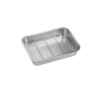 Plaque de cuisson en acier inoxydable avec grille de refroidissement pour four et rôtir la viande et les légumes (23 x 17 x 5 cm)