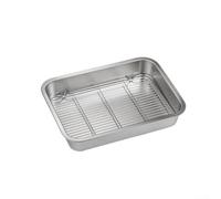 Plaque de cuisson en acier inoxydable avec grille de refroidissement pour la cuisson de gâteaux, rôtir la viande, égoutter la graisse et refroidir les pâtisseries dans le four de cuisine (26 x 20 x 5