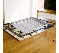 Plaque de cuisson en acier inoxydable avec grille métallique, pour cuire, rôtir et refroidir divers aliments (26 x 20 x 2,5 cm)