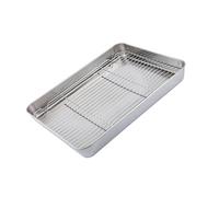 Plaque de cuisson en acier inoxydable avec grille métallique pour un chauffage uniforme - Plaque à rôtir de grande capacité pour les dîners de famille et les fêtes - Poêle à rôtir multifonction en