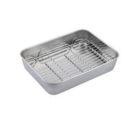 Plaque de cuisson en acier inoxydable avec grille métallique pour un chauffage uniforme - Plaque à rôtir de grande capacité pour les dîners de famille et les fêtes - Poêle à rôtir multifonction en