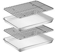 Plaque de cuisson en acier inoxydable de 30,5 cm avec grille de refroidissement et de rôtir.