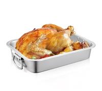 Plaque de cuisson en acier inoxydable, Rectangulaire Plaque à Pâtisserie 40 cm avec poignées, passe au lave-vaisselle, Grande Plaque de four pour cuisson, Grande plaque de four pour cuisson