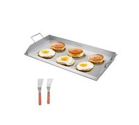 VEVOR Plaque de cuisson en acier inox, plaque de four rectangulaire universelle à dessus plat, 809 x 370 mm, batterie de cuisine familiale portable à gaz avec poignée, pour camping, fête de talonnage
