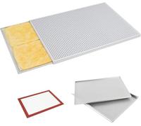 Plaque de cuisson en aluminium avec tapis en silicone, parfaite pour la pâte feuilletée, la feuille, plaque perforée antiadhésive pour la pâtisserie à la maison