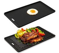 Plaque de cuisson en fonte - 45 x 24 cm - Pour Rösle Videro G2, G3, G4, G6 (à partir de 2021) - Plaque réversible universelle avec côté lisse et nervuré - Accessoire de barbecue à gaz - 1 pièce