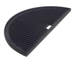 Plaque de cuisson en fonte - Demi-lune - 44,5 cm - Pour barbecue Kamado de 21" - Noir - Rainurée
