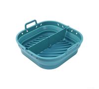 Plaque de cuisson en silicone facile à ranger pour friteuse à air comprimé pliable avec bec verseur d'huile pour une cuisson pratique (carré pliable bleu)