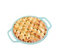 Plaque de cuisson en silicone, plaque de cuisson en silicone, plaque à gâteau avec cadre renforcé en métal, plaque de cuisson antiadhésif pour tarte, tarte cannelée avec poignées pour femme et homme A