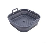 Plaque de cuisson en silicone pour friteuse à air, pliable avec bec verseur d'huile pratique pour une cuisson sans effort, facile à nettoyer et à ranger (gris carré)