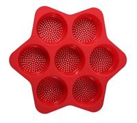 Plaque de cuisson en silicone pour hamburger - 7 cavités - Antiadhésive - Pour hamburgers, brioches, muffins, tartes et œufs - Passe au lave-vaisselle - Souple et flexible - Rouge
