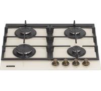Plaque de cuisson encastrable Fram FBH-S4IWF-GRBG, Gaz, 4 brûleurs, Allumage électrique, Grille en fonte, Gicleurs GPL inclus, 60 cm, Verre beige