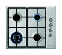 Plaque de cuisson encastrable Heinner HBH-S584WI-IX, Gaz, 4 Brûleurs, Allumage électrique, Grille en fonte, WOK, Acier inoxydable