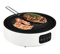 Plaque de cuisson et de barbecue 2 en 1 - HOMCOM - céramique - 4 niveaux puissance, chauffage infrarouge - 34x36x10cm - blanc
