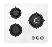 Plaque de Cuisson Gaz 3 Feux Blanc, Table de Cuisson Gaz 60cm Encastrable, 3 Zones de Cuisson, 7750W, Gaz de Ville et Bouteille, 220-240 V