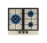 PLAQUE DE CUISSON GAZ 3 FOYERS DOUBLE COURONNE - VERRE BEIGE - 6200 WATTS - BELDEKO
