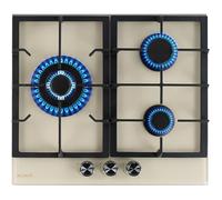 PLAQUE DE CUISSON GAZ 3 FOYERS DOUBLE COURONNE - VERRE BEIGE - 6200 WATTS - BELDEKO