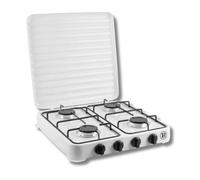 Plaque de cuisson gaz 4 feux 8000W Réchaud à gaz portable Blanc Gaz Butane ou Propane Bruleurs grille Fonte amovibles INTEC