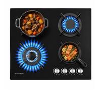 Plaque de Cuisson Gaz 4 Feux avec Supports en Fonte - Sécurité Thermocouple, Compatible avec Gaz Naturel et GPL, 7.8 kW, 220-240 V