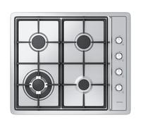 Plaque de Cuisson Gaz 4 Feux Inox, Plaque Gaz 60 cm Encastrable, 7,8 kW, Gaz de Ville et Bouteille, Sécurité Thermocouple, Grille Fonte