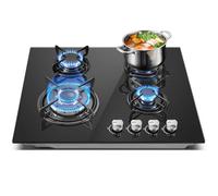 Plaque de Cuisson Gaz 4 Feux, TopStrong Plaque Gaz 4 Feux avec Sécurité Thermocouple 60cm, Noir Encastrable Table de Cuisson, Naturel/Propane, 8060W, 220-240 V, Verre
