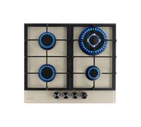 PLAQUE DE CUISSON GAZ 4 FOYERS DOUBLE COURONNE - VERRE BEIGE - 8000 WATTS - BELDEKO