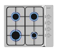 Plaque de cuisson gaz 4 foyers inox - 7 500 W - Encastrable 55,3 × 47,3 cm - Livrée gaz de ville + injecteurs bouteille - BTG4Z-E01IX - BELDEKO