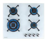 Plaque de cuisson gaz 4 foyers - Verre blanc dépoli - Double couronne 8000 W - 56x48 cm