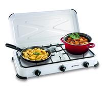 Plaque de cuisson gaz - KEMPER - 3 feux - 3450W - Blanc laqué - Couvercle amovible
