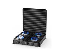 INTEC - Plaque de cuisson gaz 4 feux 8800W Plaque à gaz portable Noire Gaz Butane ou Propane Bruleurs inox