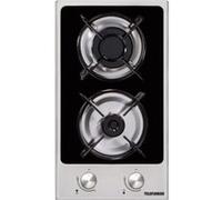 Telefunken TKGOG2X plaque Noir, Acier inoxydable Intégré 29 cm Gaz 2 zone(s)