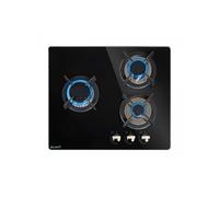 BELDEKO - Plaque de cuisson Gaz verre noir 3 zones - 5250 W - Gaz ville et bouteille - Grilles en fonte