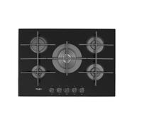 Plaque de cuisson gaz - Whirlpool - 5 zones - 11300 W - Fonte - Noir - Encastré - Verre - 730x510 mm