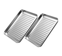 Plaque de cuisson, Lot de 2 plaques cuisson rectangulaires en acier inoxydable 316 for biscuits, antiadhésives, 9,5", 12,6", 17,3", résistantes à la déformation(320x250mm)